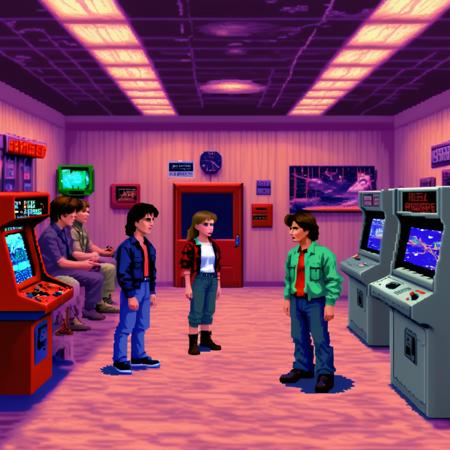 00061-((lcas artstyle)), the cast of Stranger Things is talking to E.T. in a video arcade. _lora_Lucasarts Artstyle - (Trigger is lcas.png